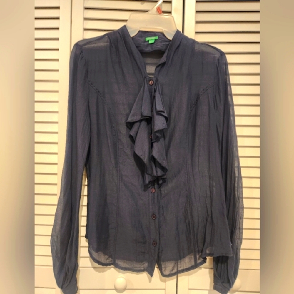 United Colors of Benetton Shear Navy button up blouse (S)